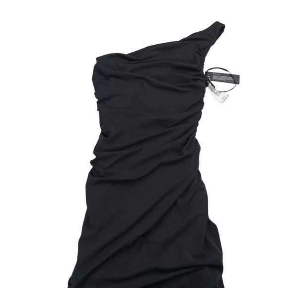 TEN BABATON Aritzia Veritgo Midi Body Hugging One Shoulder Dress Sz 2XS Black - Picture 8 of 9